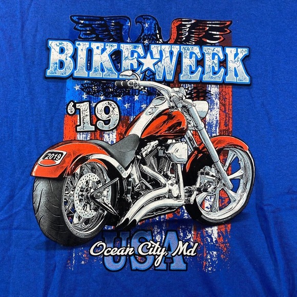 Bike Week Ocean City USA Graphic Tee Thrifted Vintage Style Size 2XL - Picture 9 of 11